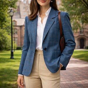 Vintage Haberdashery Plaid Blazer Jacket Classic Tailored Made In USA Women's 10